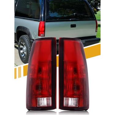 Imagem de CLERYYE Conjunto de luz traseira compatível com Chevrolet/GMC C/K Truck 1988-1998, 1995-2000 Tahoe, 1992-2000 Yukon, 1992-1999 Suburban, 1992-1994 Blazer, sem placa de circuito, par vermelho exótico