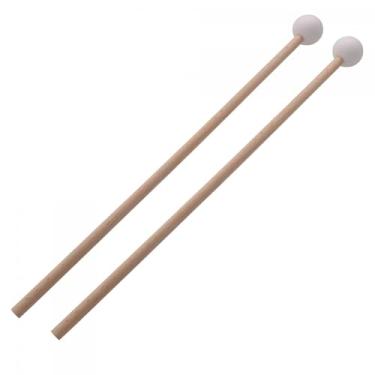 Imagem de rockible 2 varas de percussão dos pces, malho do xilofone 15.55 ''com punho de madeira, marimba marimba maletes de madeira para woodblock glockenspiel, branco