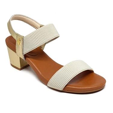 Imagem de SANDALIAS EM COURO COM ELASTICO USAFLEX PRATA VELHA Y8204 Tamanho:37;Cor:dourado