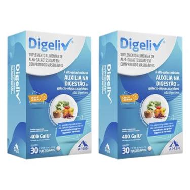 Imagem de Kit Enzima Digestiva Digeliv 400FCC Galu - 2 Caixas com 30 Comprimidos Mastigáveis