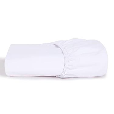 Imagem de Lençol Avulso Casal com Elástico 100% Algodão Percal - 200 Fios - Toque de Lençol de Hotel Macio - (Casal, Branco)