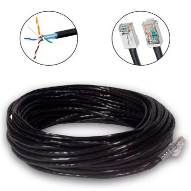 Imagem de Cabo De Rede Cat5e Simples Blindado 100% Cobre 10 Metros Preto Crimpad