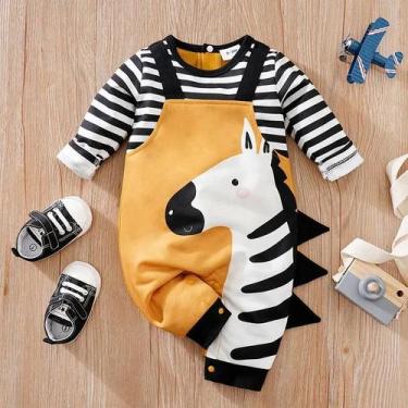 Imagem de Macacão Bebê Manga Comprida - Estampa Zebra Cartoon - Confortável e Ma