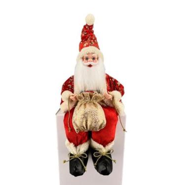 Imagem de Papai Noel Musical Sentado Dourado/Vermelho Natal 40Cm - Zona Livre