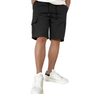 Imagem de Bermuda Larga Masculina Cargo Dazzling 6  Bolsos Skate Sarja Verão - C