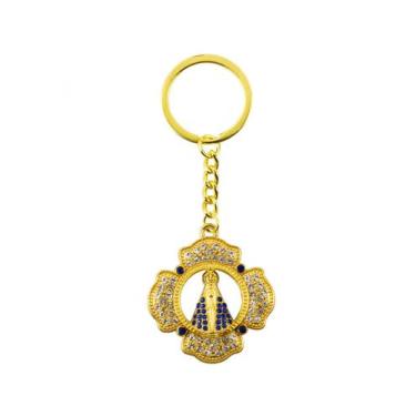 Imagem de Chaveiro Nossa Senhora Aparecida Aura Pétala Dourada 4cm - Tasco