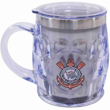 Imagem de Caneca Térmica Transparente Com Tampa 500ml - Corinthians - Mileno