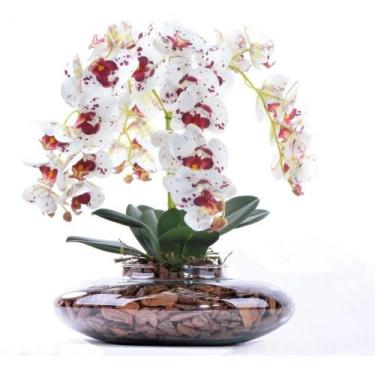 Imagem de Arranjo 4 Orquídeas Artificiais Tigre Em Terrário Transparente - L M C