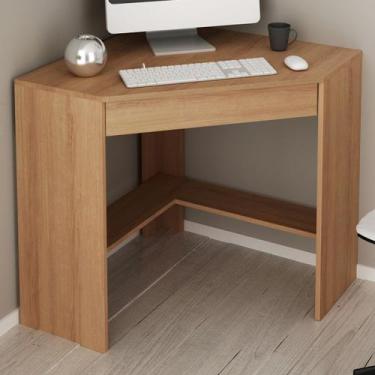 Imagem de Mesa Escrivaninha de Canto 1 Gaveta Amêndoa Me4169 - Tecno Mobili
