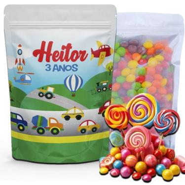 Imagem de Kit Festa Com 5 Saquinhos Em Pé 12x19cm Vários Temas - Mundo da Bina, 