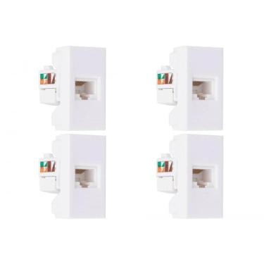 Imagem de Kit C/4 - Modulo Steck Linha Stella Tomada Rj45 - Branco ..., Branco