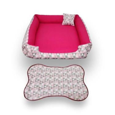 Imagem de cama retangular com zíper cama cachorro grande até 28kg +tapete pra co