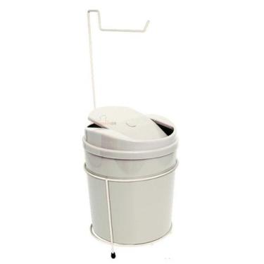 Imagem de Suporte Porta Papel Higiênico Com Lixeira 5L Cesto Lixo Tampa Basculan
