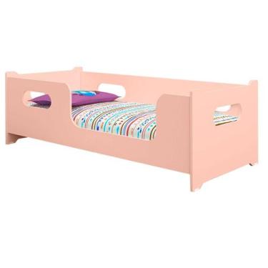 Imagem de Lbx Moveis Cama Infantil Bella Com Grade Para Quarto De Menina Cor Ros