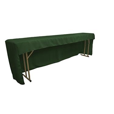 Imagem de LA Linen Toalha de mesa de popelina de poliéster aberto nas costas 182,88 cm x 45,72 cm x 76,20 cm, verde caçador