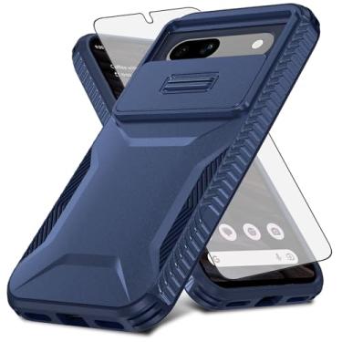 Imagem de Asuwish Capa de celular para Google Pixel 7A 5G 2023 com protetor de tela de vidro temperado e capa de câmera deslizante fina, resistente, híbrida, à prova de choque, proteção rígida, acessórios para