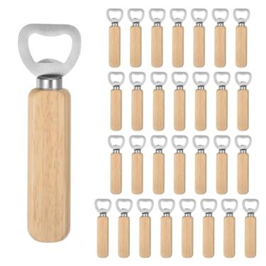 Imagem de HARFINGTON Abridor de garrafa de cerveja de 30 peças, abridor de aço inoxidável de 14,2 cm, madeira, cidra de cerveja, abridor de tampa para bar, restaurante, festa, reunião, casa