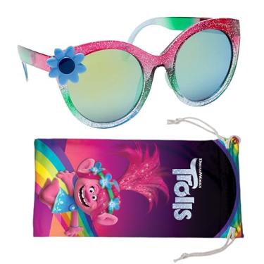 Imagem de Sun-Staches Óculos de sol Poppy Trolls para crianças estilosos, confortáveis e duráveis com proteção UV Trolls Poppy com estojo de transporte macio – Mercadoria oficialmente licenciada pela Trolls,