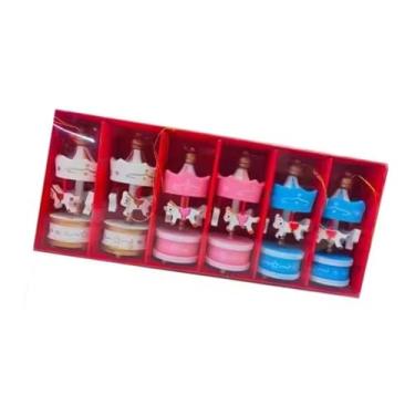 Imagem de Esquirla 6Pcs Decorações de Natal Penduradas Carrossel Cavalo Pendurado Pingente Presentes Ornamento para Casa de Boas-vindas Gabinete Casa Fazenda Parede, Azul Rosa Branco