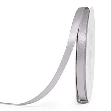 Imagem de YAMA Rolo de fita de cetim dupla face - 1/10.2 cm 25 jardas para fitas de embrulho de presente, decorações faça você mesmo, artes artesanais, prata