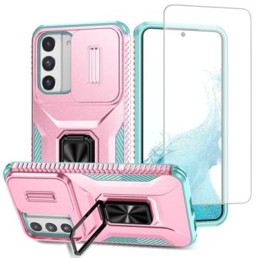 Imagem de Vavies Capa para Galaxy S22 5G/Capa para Samsung S22 SM-S901U com protetor de tela de vidro temperado e capa de câmera deslizante, anel magnético suporte para carro capa à prova de choque para Samsung
