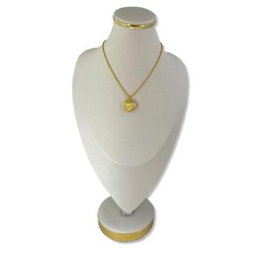 Imagem de Busto Flecha Base Forrada Offwhite - Base Redonda Dourada - Pierjoi, M