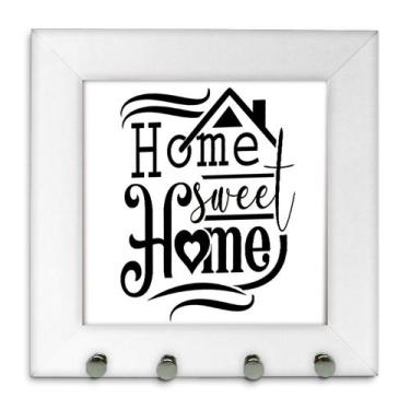 Imagem de Porta Chaves de Parede Home Sweet Home Moldura Branco 12x12 - SHD Sole