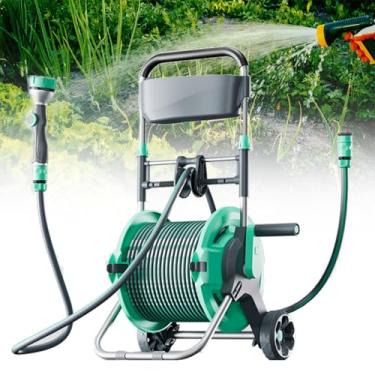 Imagem de 星姿 Mangueira retrátil de carretel automático, carretel de mangueira de jardim retrátil montado na parede, rolos grandes, 10 m/15 m/20 m/25 m/30 m/40 m/50 m, com fivela de armazenamento, com caixa de