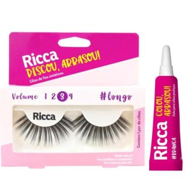 Imagem de Cílios Postiços + Cola Branca Ricca Belliz Piscou,arrasou Vol:3 Longo 