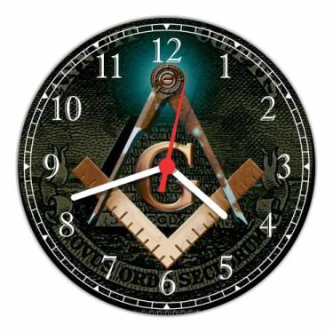 Imagem de Relógio De Parede Maçonaria Illuminati Olho Pirâmide Lojas Salas Quart