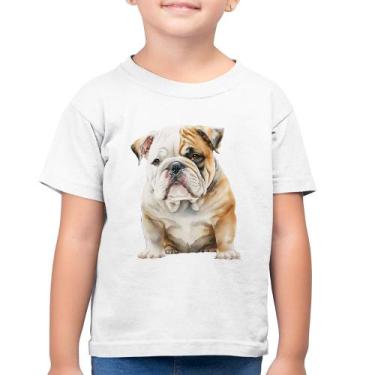 Imagem de Camiseta Algodão Infantil Bulldog-Inglês - Foca na Moda, Branco, 12
