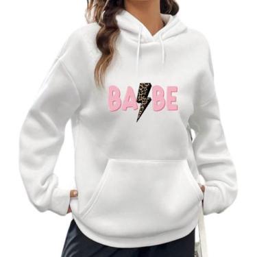 Imagem de Moletom Canguru Com Capuz Estampado Babe Modinha Gringa Look Estiloso 