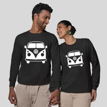 Imagem de Kit 2 Blusas Frio Moletom Careca Sem Capuz Casal Namorados Kombi - MP 