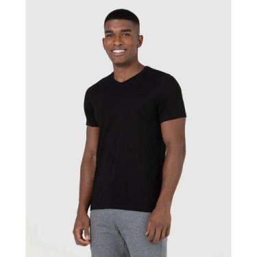 Imagem de Camiseta Básica Masculina Gola V Malwee Ref. 04422, Preto, XGG