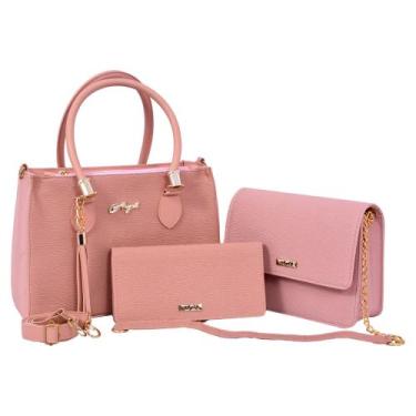 Imagem de Kit Bolsa Tote lorena + Bolsa corrente e Carteira - Aryel, Rosa