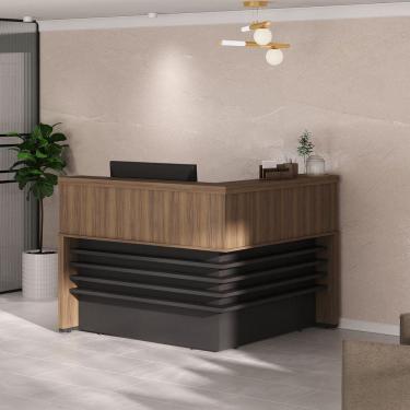 Imagem de Balcão de Atendimento para Escritório/recepção em L - Elegante e Funcional 1,47x1,47m Preto