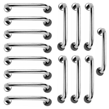 Imagem de Barra de Apoio Alça Inox 40cm Kit 15 Unidades Banheiro Idoso Cadeirante Deficiente Acessibilidade Corrimao Escada Suporte Resistente