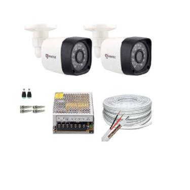 Imagem de Kit 2 Câmeras Bullet Full Hd 1080p 2Mp Com Cabo e Conectores - Protec