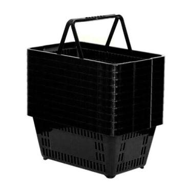 Imagem de Kit 10 mini cestinhas plástica farmácia perfumaria preta - SUPIZZ