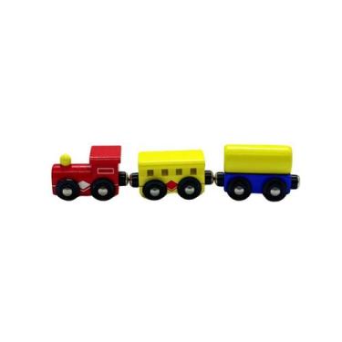 Imagem de Trem Trenzinho Madeira Vagões Colorido Montessori - Dony Toys, Felicid
