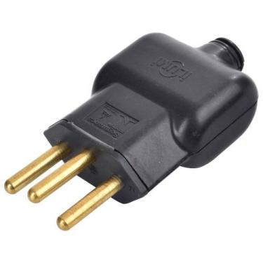 Imagem de Plug Pino Macho 2P+T 10A 250V Preto Ilumi