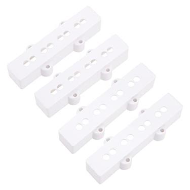Imagem de 4 peças de capas para captador de baixo Yootones para pescoço/ponte compatíveis com peças de instrumentos musicais de guitarra jazz J baixo de 4 cordas (branco)