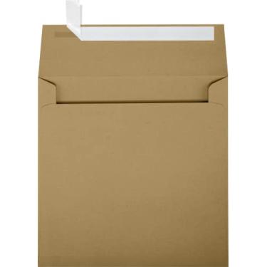 Imagem de Envelopes quadrados 14,5 x 14,5 cm com destacar e pressionar – 100% reciclado – sacola marrom (50 unidades)
