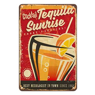Imagem de AOYEGO — Placa de lata para vinho e coquetel, o melhor mixólogo do nascer do sol na cidade, vermelho, vintage, placas de latão de metal para cafés, bares, pubs, lojas, paredes, decorativas, placas retrô divertidas para homens, mulheres, 20,32 x 30,48 cm