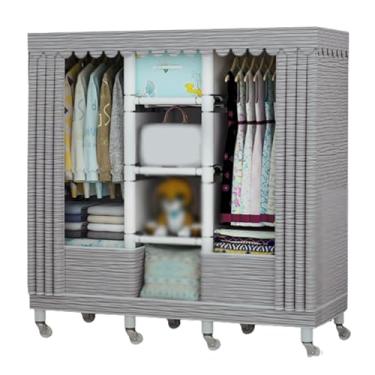 Imagem de Guarda-roupa Armário de guarda-roupa portátil sobre rodas armário de pé grande capacidade armário de armazenamento de roupas móveis organizador de armazenamento armário