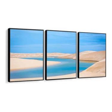 Imagem de Quadro Decorativo lencois maranhenses paisagem sala com Moldura (Moldura Preta, 60x80, Sem Vidro)