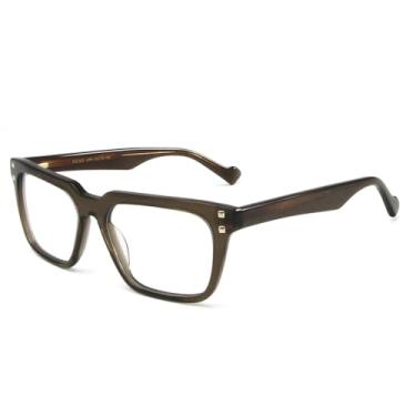 Imagem de VFDHN Armação de óculos retangular para homens, óculos quadrados de acetato com rebite, femininos, 5, tamanho único