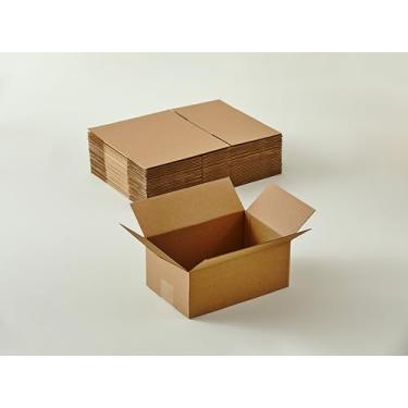 Imagem de Lujazau 25 pacotes de pequenas caixas de transporte de 9 x 6 x 4 polegadas, caixas de papelão ondulado kraft, para pequenas empresas, fácil montagem para envio, movimentação, embalagem e arm
