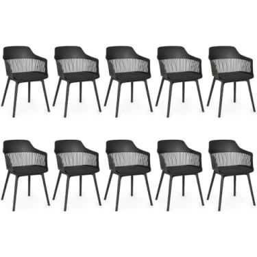 Imagem de Kit 10 Cadeiras de Jantar Estofada Marcela - Preto