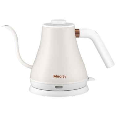 Imagem de Chaleira Elétrica 800mL de Aço Inoxidável com Bico de Ganso para Aquecimento Rápido e Desligamento Automático, 1000W, Mecity, Branco